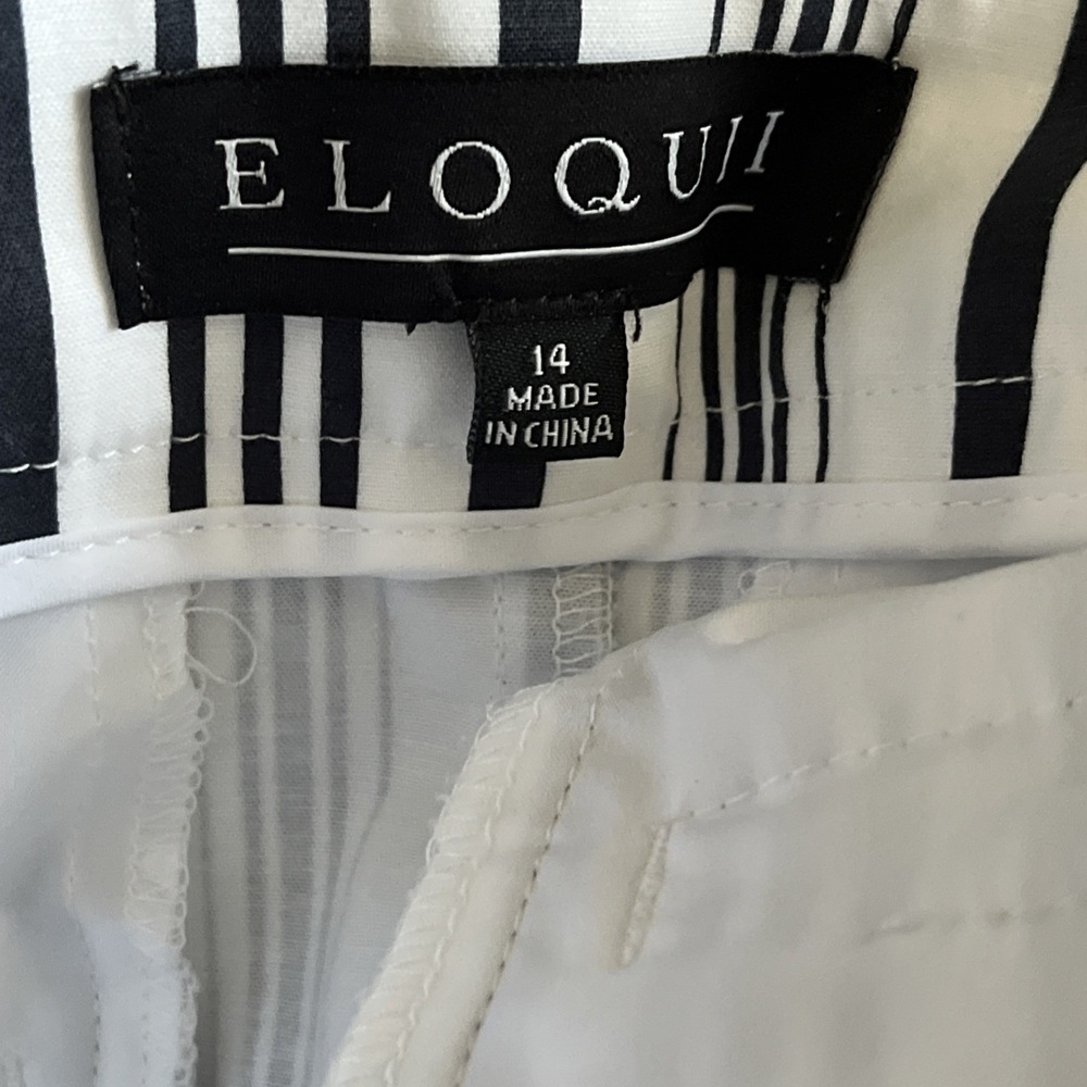 Eloquii Pants Womens Size 14 Black White Stripe Wide Leg Trouser Stretch Comfort - Picture 11 of 11